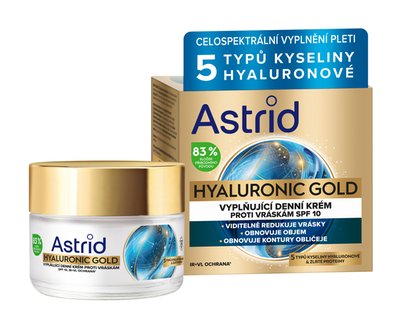 Obrázek Astrid Hyaluronic Gold vyplňující denní krém proti vráskám SPF 10 50ml