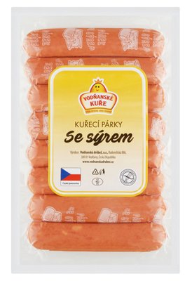 Obrázek ŠETŘÍME JÍDLEM: Vodňanské Kuře Kuřecí párky se sýrem 290g