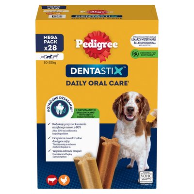 Obrázek Pedigree DentaStix Doplňkové krmivo pro psy 10-25 kg 28 tyčinek 4 x 180g (720g)
