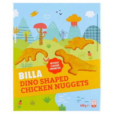 Obrázek BILLA Dino Shaped předsmažené obalované kuřecí kousky ze spojovaných kusů masa 400g