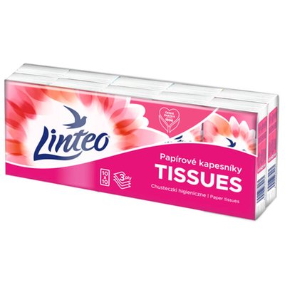 Obrázek Linteo Papírové kapesníky 3-vrstvé, 10x10ks