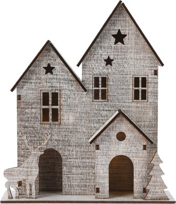 Obrázek Dřevěný domeček s LED 18cm
