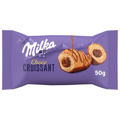 Obrázek Milka Choco croissant s náplní s mléčnou čokoládou máčené v mléčné čokoládě zdobené mléčnoučoko 50 g