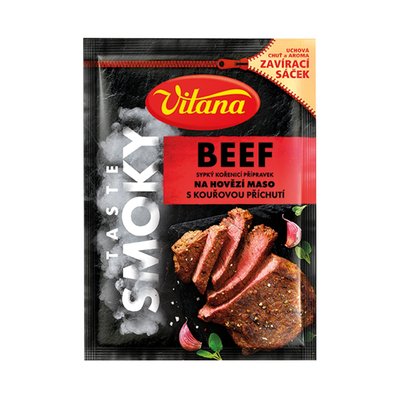 Obrázek ŠETŘÍME JÍDLEM: Vitana Beef sypký kořenicí přípravek na hovězí maso s kouřovou příchutí 23g
