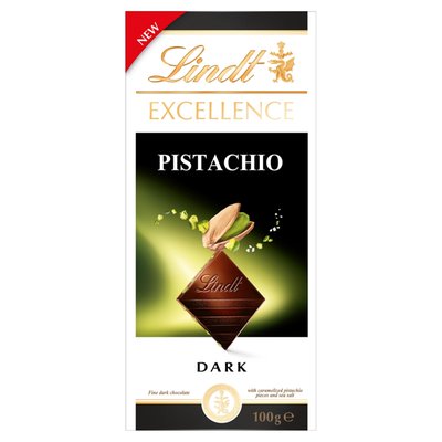 Obrázek Lindt Excellence Hořká čokoláda s karamelizovanými pistáciemi a mořskou solí 100g