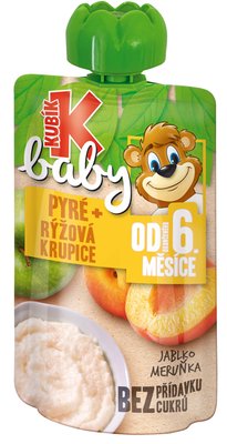 Obrázek ŠETŘÍME JÍDLEM: Kubík baby jablko-meruňka-rýžová krupice 100g