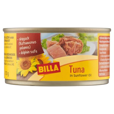 Obrázek BILLA Tuňák kousky ve slunečnicovém oleji 185g