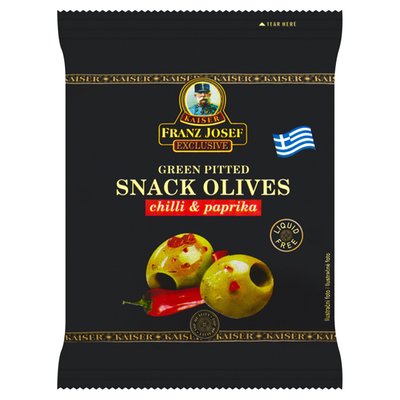 Obrázek Franz Josef Kaiser Exclusive Řecké zelené olivy bez pecky s chilli a paprikou 70g