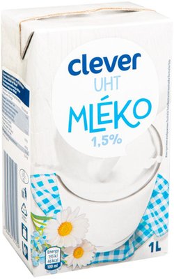Obrázek ŠETŘÍME JÍDLEM: clever Mléko polotučné trvanlivé 1,5 % tuku 1l
