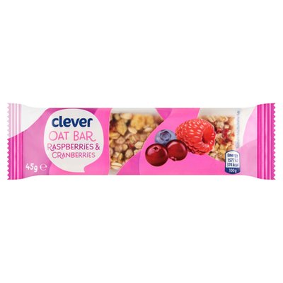 Obrázek clever Ovesná tyčinka s malinami a klikvou 45g