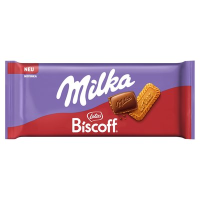 Obrázek Milka mléčná čokoláda z alpského mléka s kousky sušenek Lotus Biscoff 90g