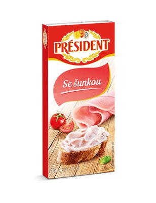 Obrázek ŠETŘÍME JÍDLEM: PRÉSIDENT Tavený sýrový výrobek se šunkou 150g