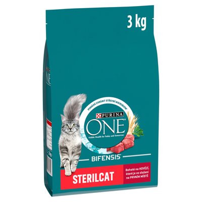 Obrázek ŠETŘÍME JÍDLEM: Purina ONE Sterilcat, Bohaté na hovězí a pšenici 3kg