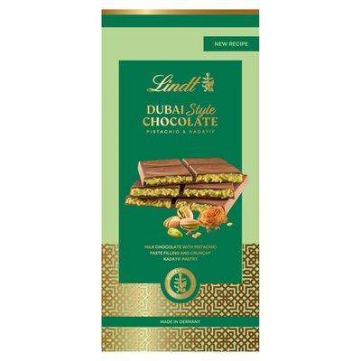 Obrázek Lindt Dubai Style mléčná čokoláda s náplní z pistácií a cukrářských nití 145g