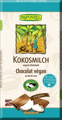 Obrázek ŠETŘÍME JÍDLEM:  Bio vegan čokoláda kokosové mléko Rapunzel 80 g