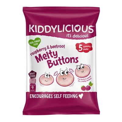 Obrázek ŠETŘÍME JÍDLEM: Kiddylicious Ovocno-zeleninové knoflíčky malina s řepou 5 x 6g (30g)