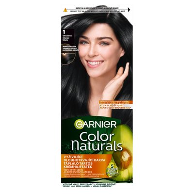 Obrázek Garnier Color Naturals permanentní barva na vlasy 1 Ultra černá, 60 +40 +12 ml