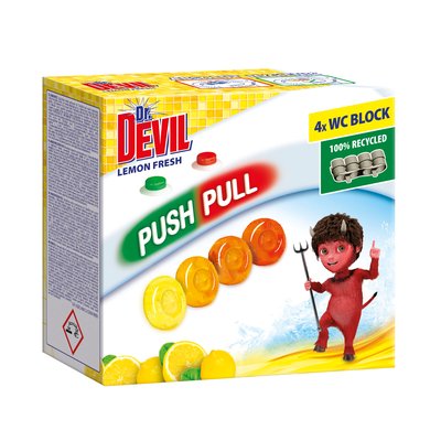 Obrázek Dr. Devil WC push pull gel 4x20 g Lemon fresh