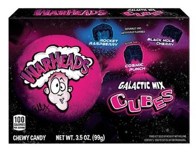 Obrázek Warheads Cubes Theatre Box galaktické kyselé žvýkací bonbony 99g