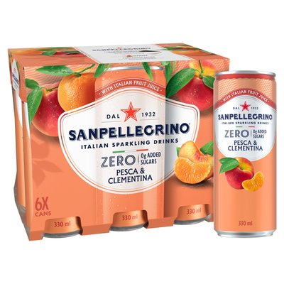 Obrázek San Pellegrino Zero Pesca & Clementina (broskev & mandarinka) 6x330 ml