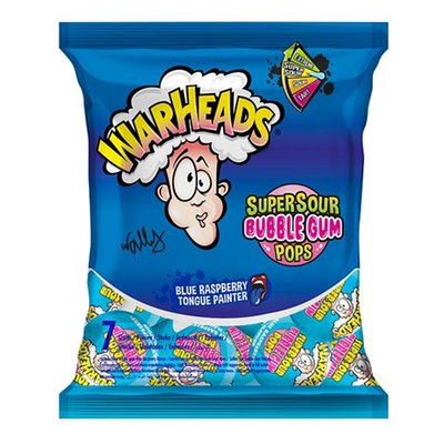 Obrázek Warheads lízátko se žvýkačkou uvnitř s příchutí modré maliny 7 x 15g