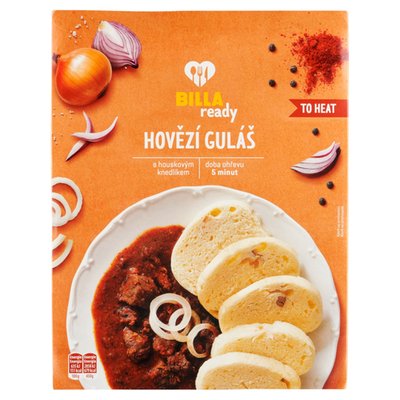 Obrázek ŠETŘÍME JÍDLEM: BILLA Ready Hovězí guláš s houskovým knedlíkem 450g