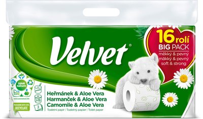 Obrázek Toaletní papír Velvet Heřmánek 3 vrstvy, 16 rolí