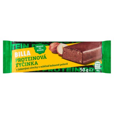 Obrázek BILLA Proteinová tyčinka s lískovými ořechy v mléčné kakaové polevě 50g