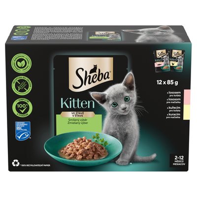 Obrázek Sheba Kitten smíšený výběr ve šťávě 12 x 85g (1,02kg)