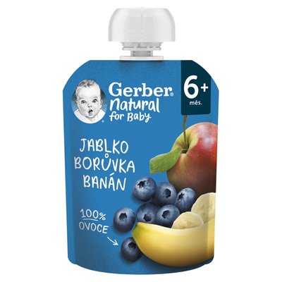 Obrázek ŠETŘÍME JÍDLEM: GERBER Natural kapsička jablko, borůvka a banán 90g