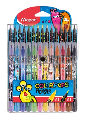 Obrázek Fixy Maped Color´Peps Monster 12ks+15ks pastelek