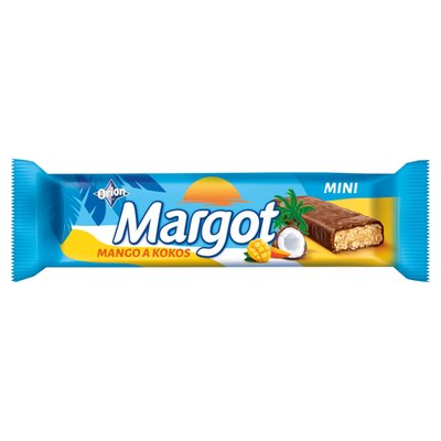Obrázek Margot mini mango a kokos, sójová tyčinka s chutí manga máčená v kakaové polevě 40g