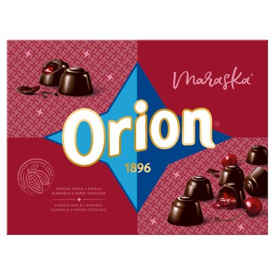 Obrázek ŠETŘÍME JÍDLEM: ORION Maraska pralinky z hořké čokolády s višňovou náplní 158g