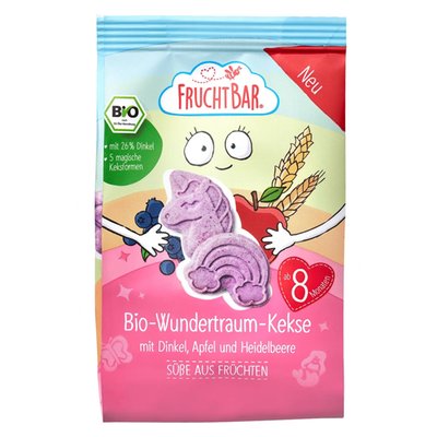 Obrázek FruchtBar BIO Špaldové máslové sušenky s ovocem Jednorožec 100 g