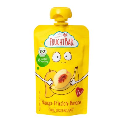 Obrázek FruchtBar Bio ovocná kapsička s banánem, broskví a mangem 100g