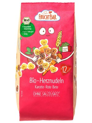 Obrázek FruchtBar BIO Těstoviny srdíčka s mrkví, řepou a pšenicí 300g