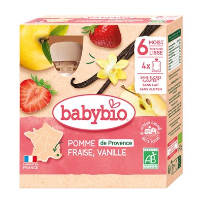 Obrázek ŠETŘÍME JÍDLEM: Babybio 4x kapsička jablko jahoda vanilka 90 g
