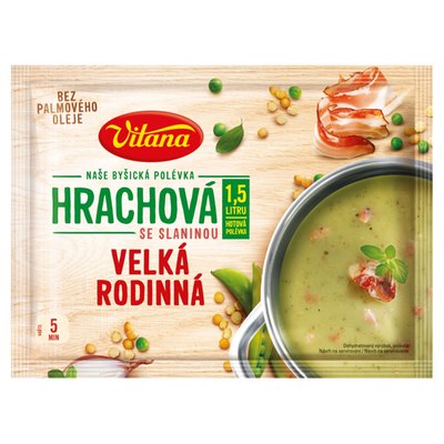 Obrázek ŠETŘÍME JÍDLEM: Vitana Naše Byšická polévka Hrachová se slaninou velká rodinná 144g