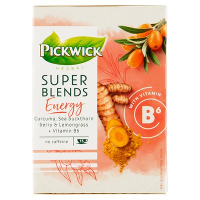 Obrázek ŠETŘÍME JÍDLEM: Pickwick Super Blends Energy bylinný čaj aromatizovaný 15 x 1,5g (22,5g)