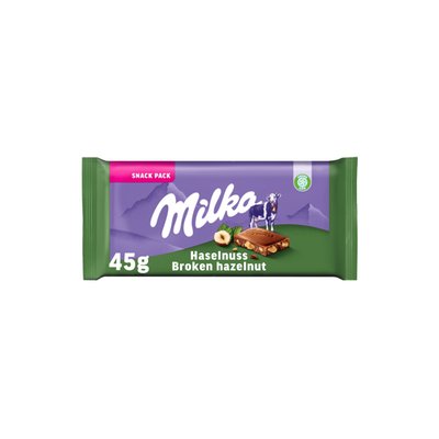 Obrázek Milka čokoláda Broken Hazelnut mléčná z alpského mléka s drcenými jádry lískových ořechů 45g