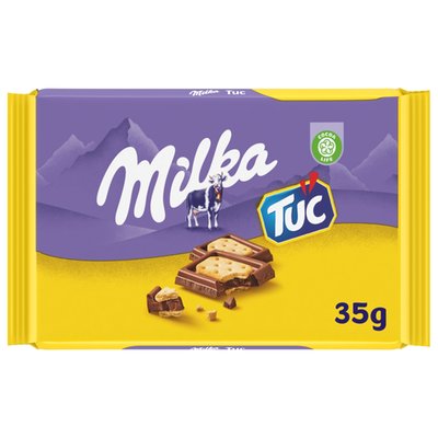 Obrázek Milka čokoláda mléčná z alpského mléka obložená slanými krekry TUC 35g