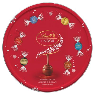 Obrázek Lindt Lindor Směs mléčné, bílé a hořké čokolády s jemnou tekutou náplní 36 ks 450g