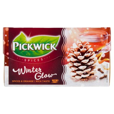 Obrázek ŠETŘÍME JÍDLEM: Pickwick Winter Glow černý čaj aromatizovaný s kořením a pomerančovým oplodím 20 x 2g (40g)