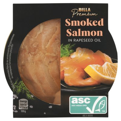 Obrázek BILLA Premium Uzený losos v řepkovém oleji 120g
