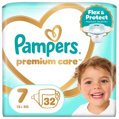 Obrázek Pampers Premium Care Velikost 7, 32 Plenek, 15kg+