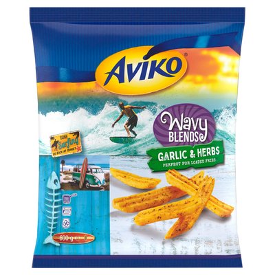 Obrázek Aviko Wavy Blends Garlic&Herbs vroubkované kořeněné hranolky 600g