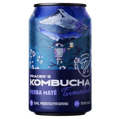 Obrázek ŠETŘÍME JÍDLEM: PRAGER'S Kombucha Yerba Maté 330ml