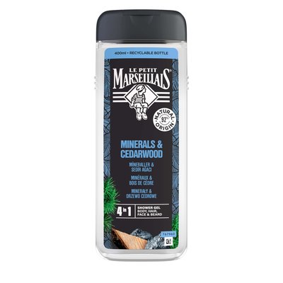 Obrázek Le Petit Marseillais® sprchový gel Minerály a cedrové dřevo 4 v 1 na tělo, vlasy, obličej a vousy 400 ml