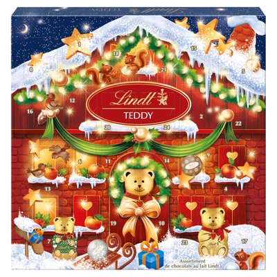 Obrázek Lindt Teddy kolekce duté mléčné čokolády a čokolády mléčné s různými náplněmi 24 ks 124g
