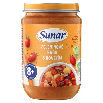 Obrázek Sunar příkrm zeleninové ragú s hovězím 8m+, 190g